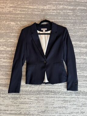 NEW H&M Navy Blue Single-Button Tailored Blazer Size XS
